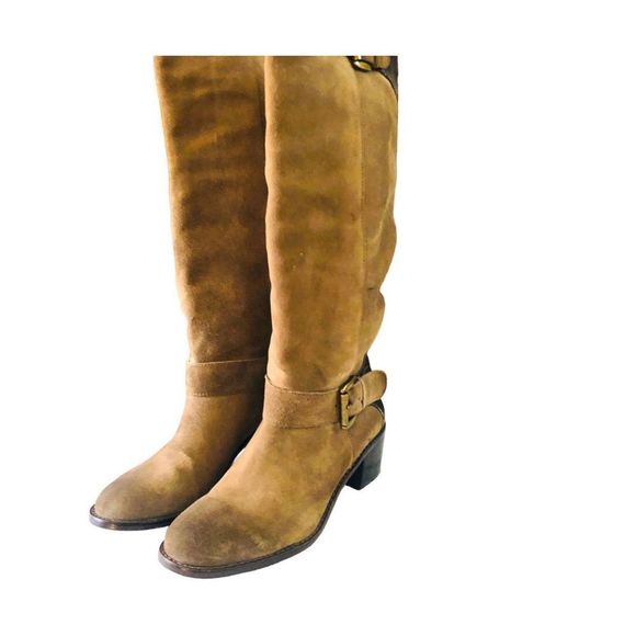 INC International Concepts Tall BrownSuede Boots with Buckle and Leather Back Si - Picture 6 of 15